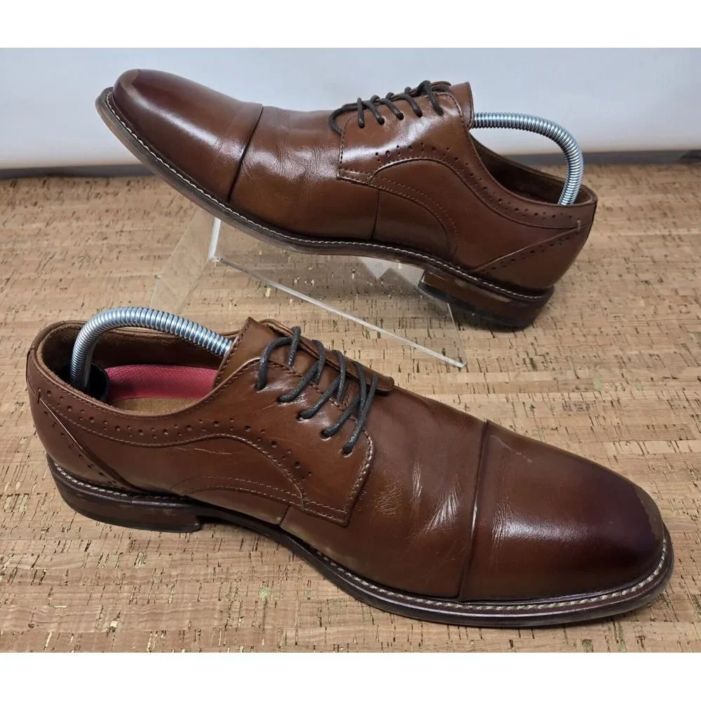 Stacy Adams Maddox Mens 10W Brown Leather Brogue Casual Dress  Oxfords‎ Shoes
